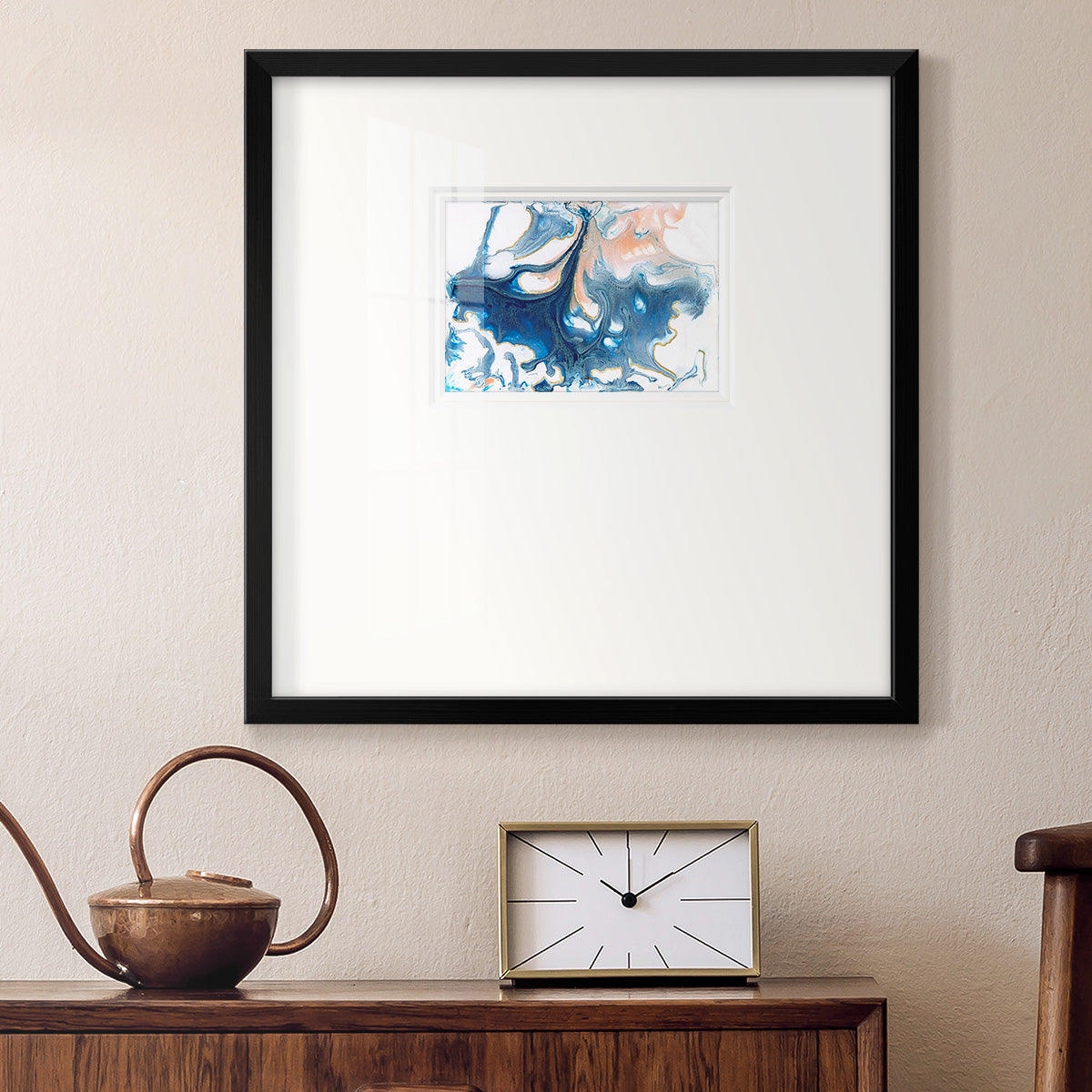 Dancing Blue I Premium Framed Print Double Matboard