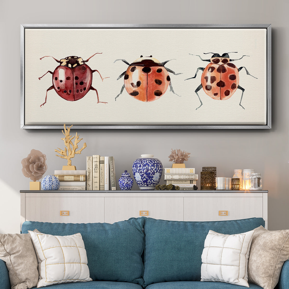 Ladybug Display I - Floater Framed Canvas Print