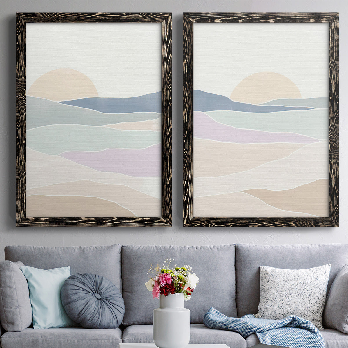 Wave Tableau I - Premium Framed Canvas 2 Piece Set - Ready to Hang