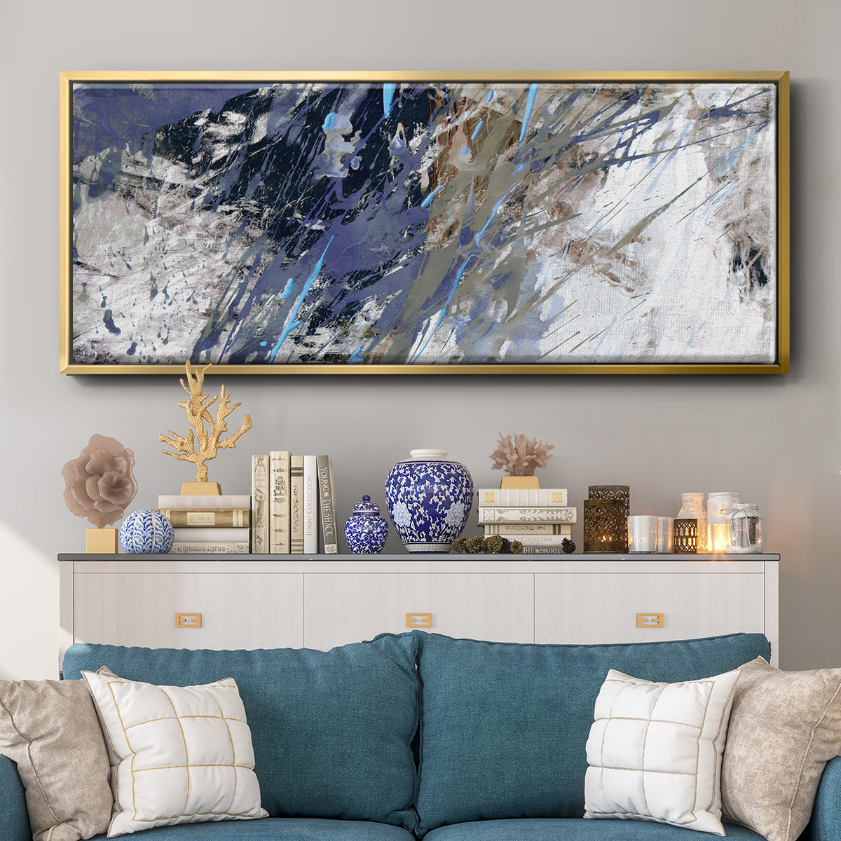 Blue Noise I - Floater Framed Canvas Print
