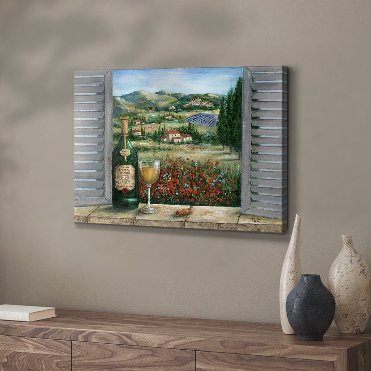 Tuscan White and Poppies - Canvas Art Print