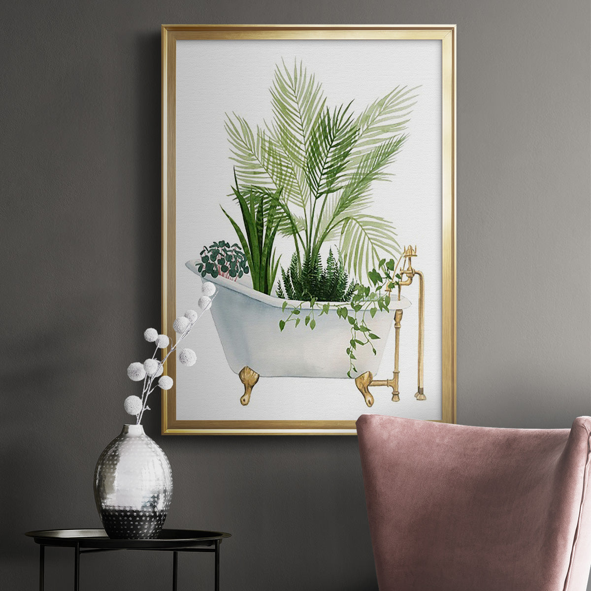 Plant Bath I - Modern Framed Canvas Print