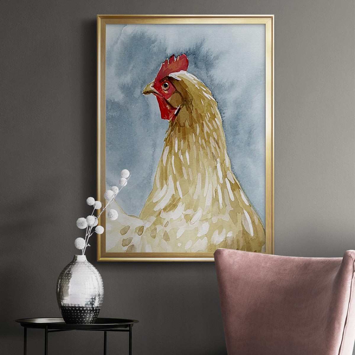 Chicken Portrait I - Modern Framed Canvas Print