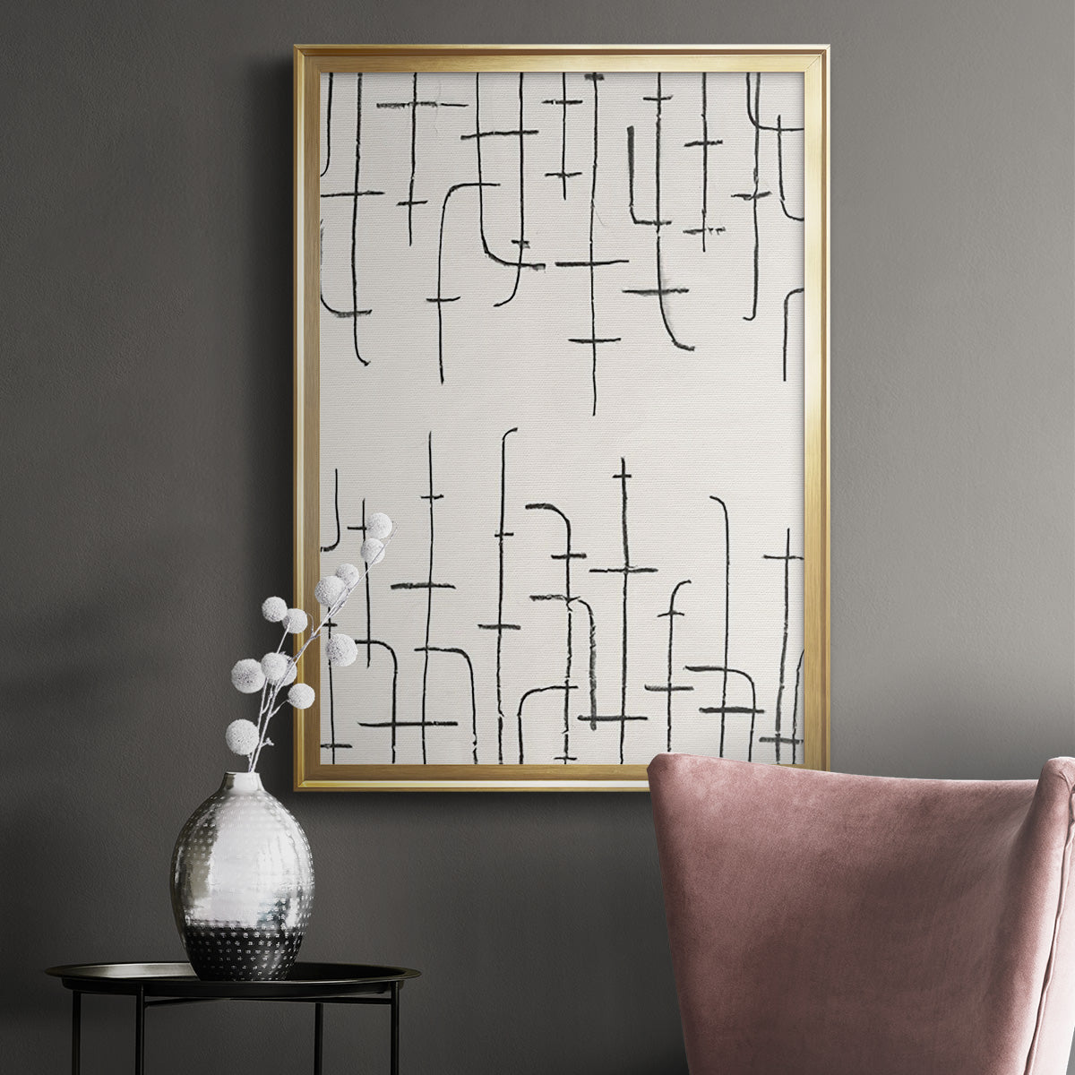 Vertical Arrangement I - Modern Framed Canvas Print
