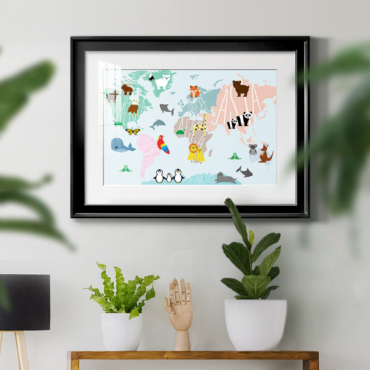 Animal Map - Modern Framed Art Print