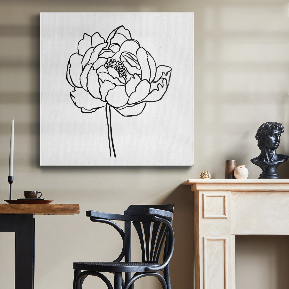 Peony Contour I - Canvas Art Print