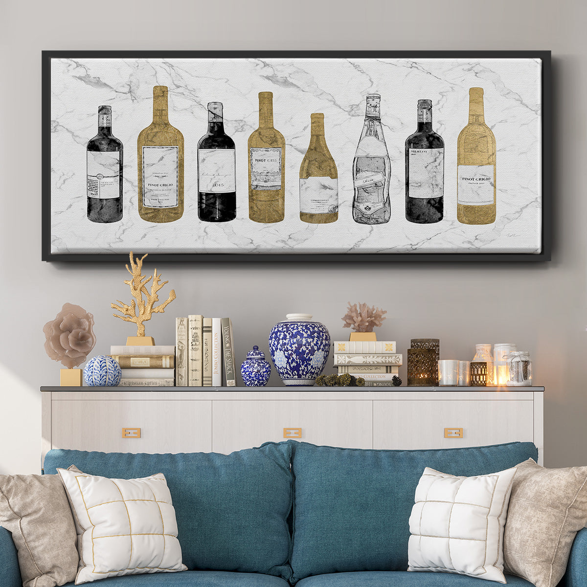 Glam Wine Bar - Floater Framed Canvas Print