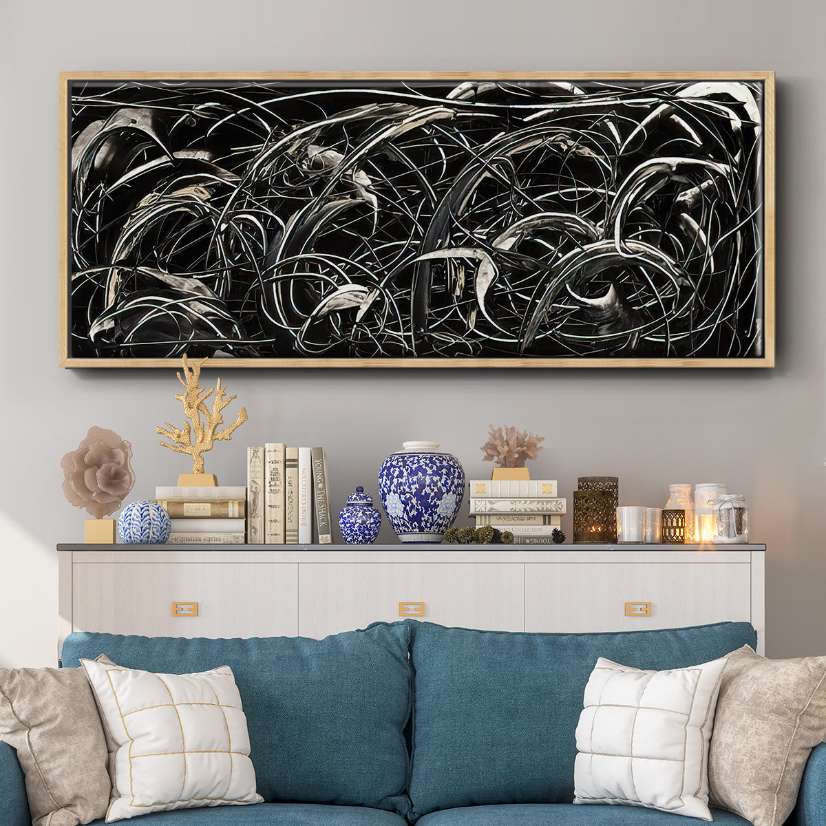 Linear Movement I - Floater Framed Canvas Print