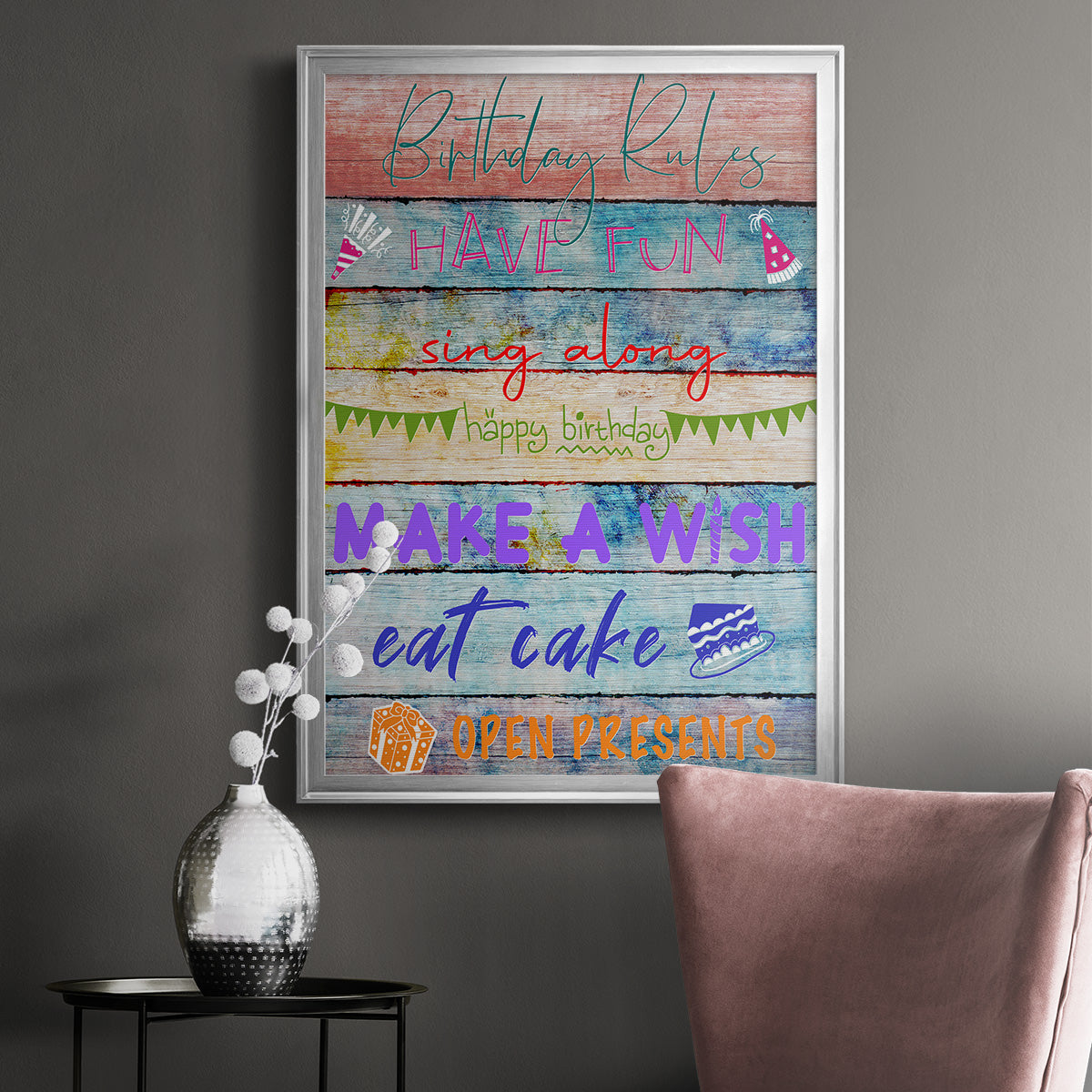 Birthday Rules - Modern Framed Canvas Print