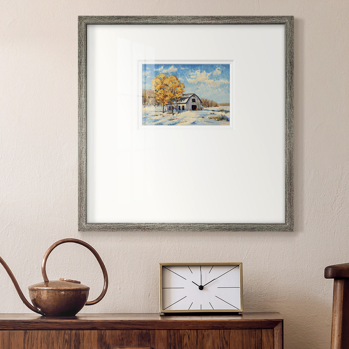 Autumn Barn - Double Matboard Framed Print