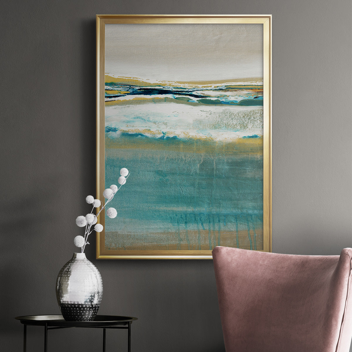 Aqua Quartz V2 - Modern Framed Canvas Print