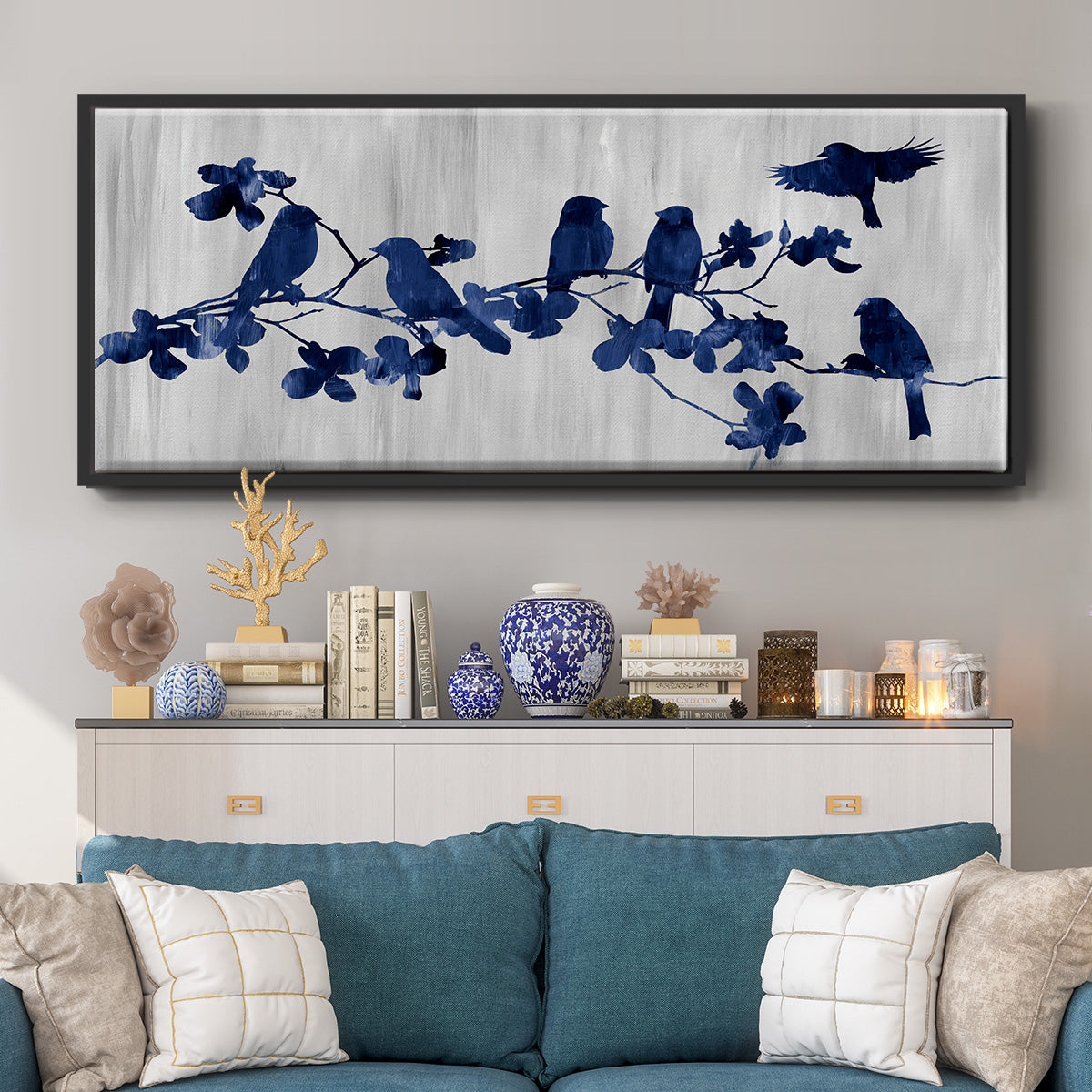 Indigo Hangout - Floater Framed Canvas Print