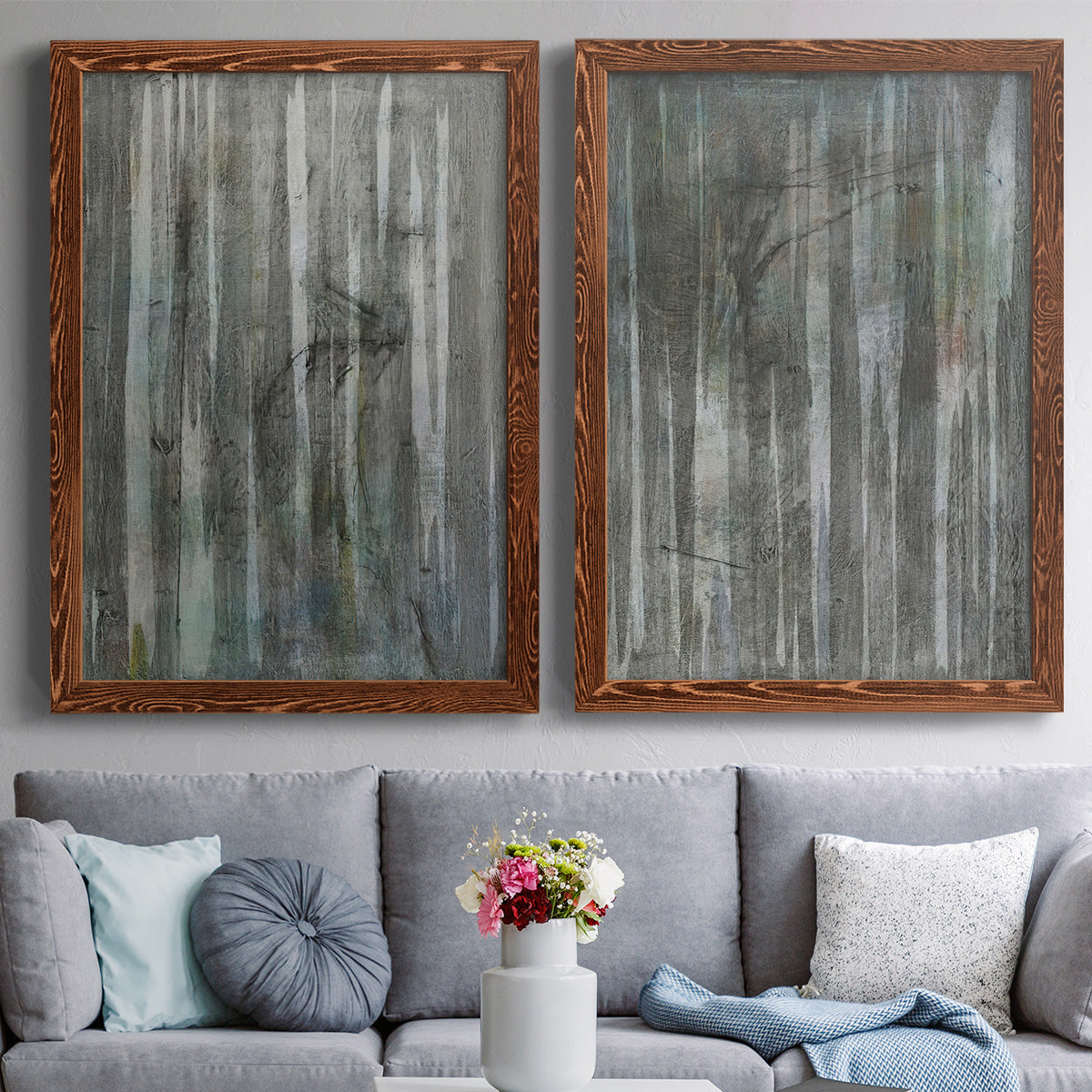 Birch Forest Abstracts I - Premium Framed Canvas 2 Piece Set - Ready to Hang