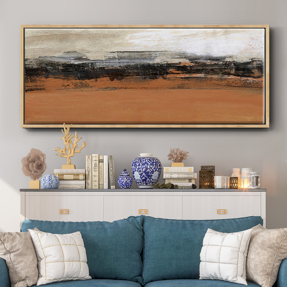 Bridges Ochre I  - Floater Framed Canvas Print