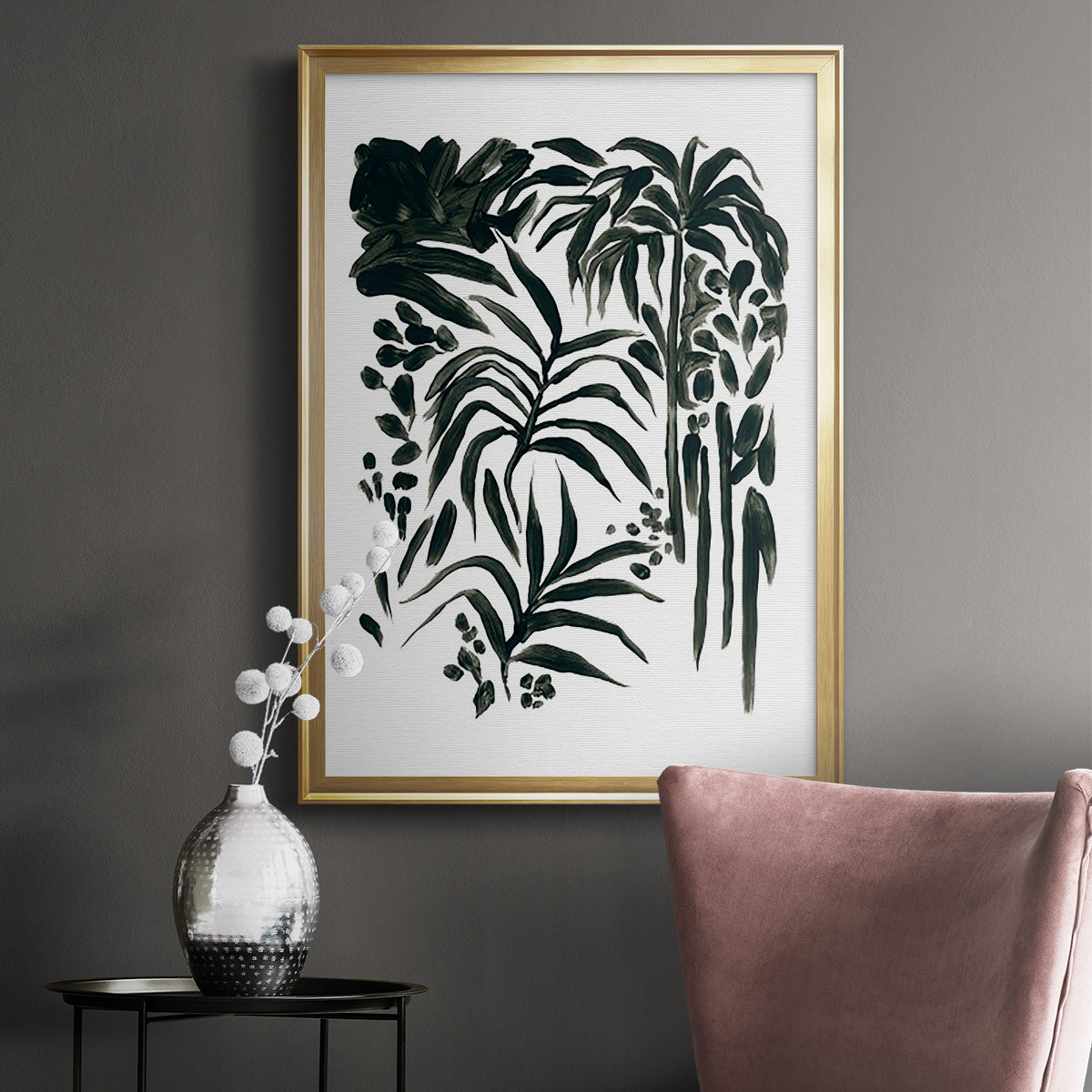 Ink Jungle I - Modern Framed Canvas Print
