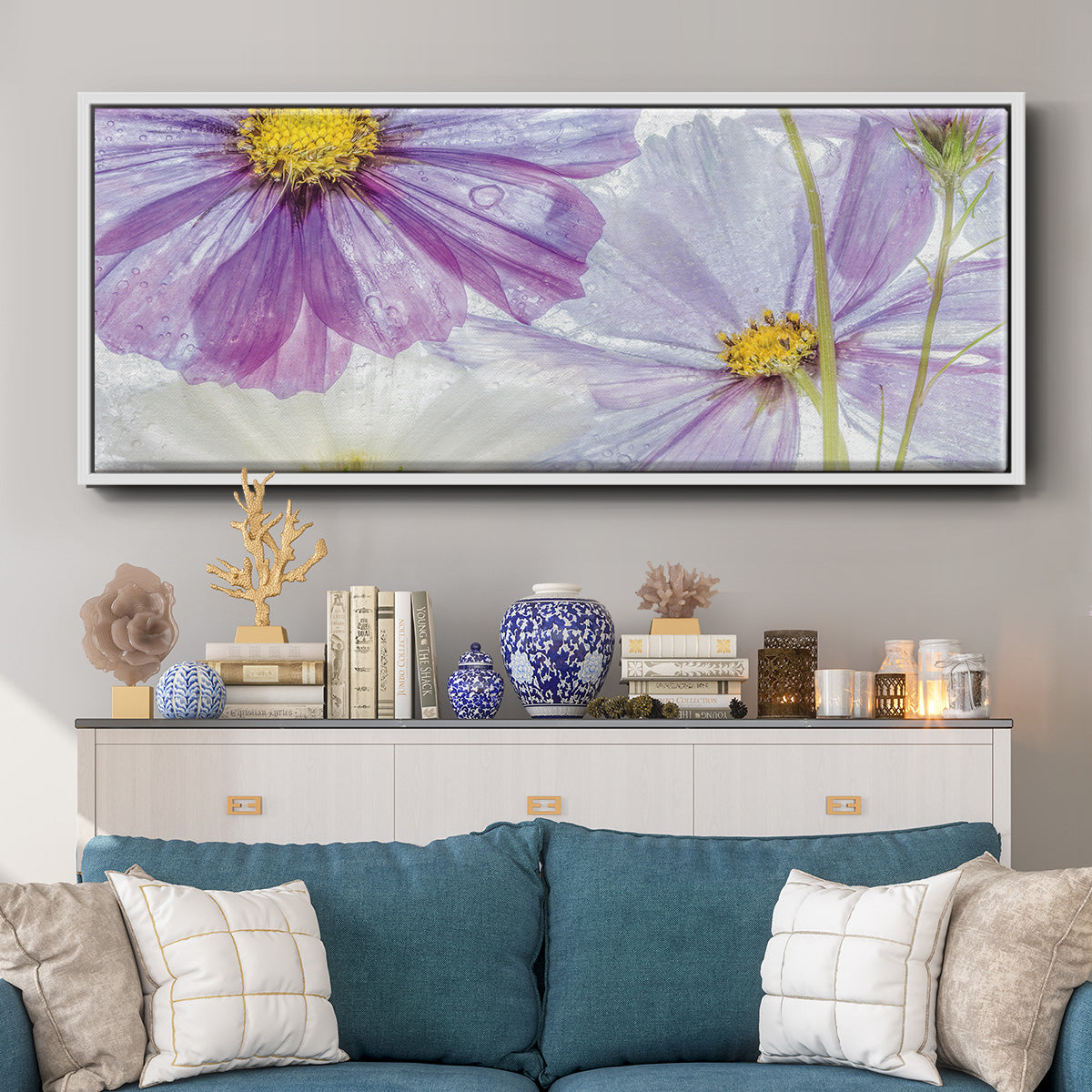 Frozen Floral II - Floater Framed Canvas Print