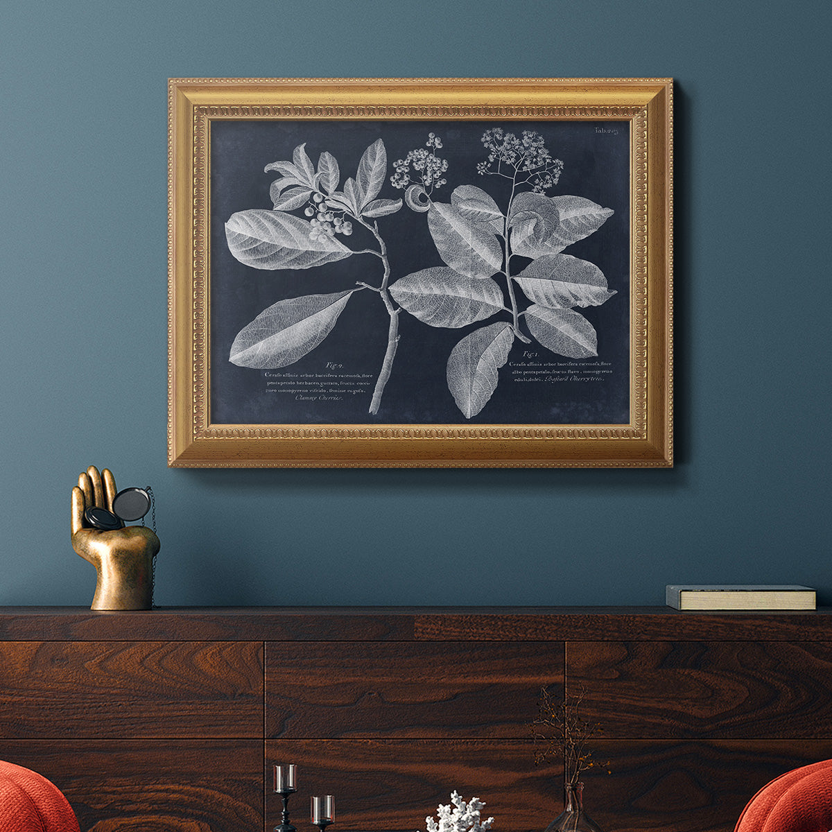 Foliage on Navy IV Premium Framed Canvas- Ready to Hang