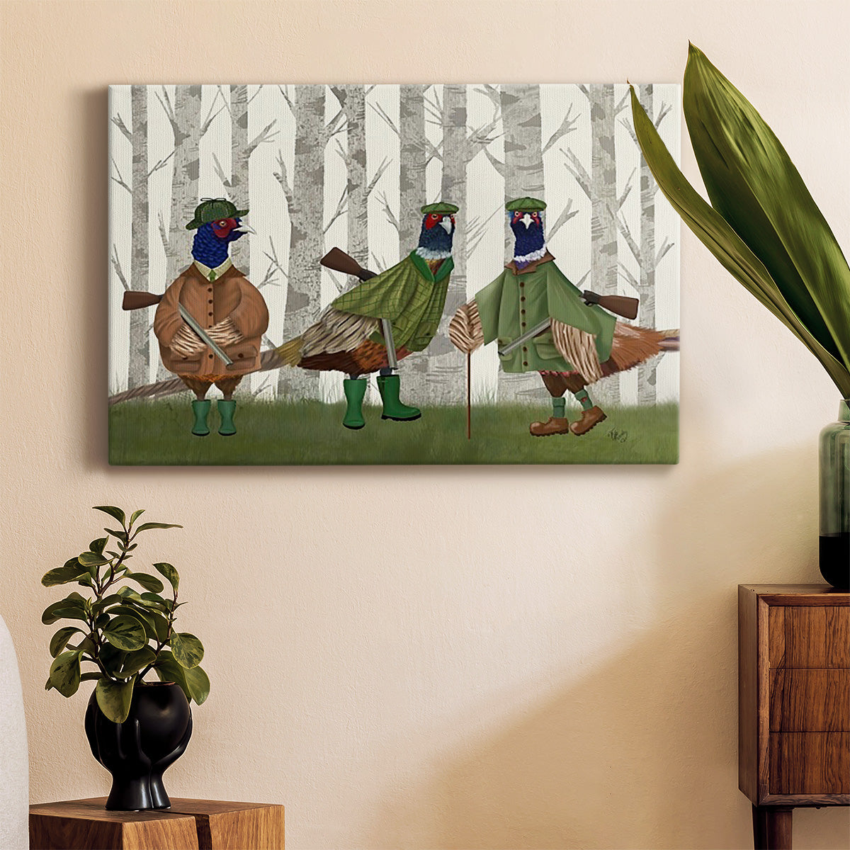 Pheasant Shooting Party Group 2 Premium Gallery Wrapped Canvas - Ready to Hang