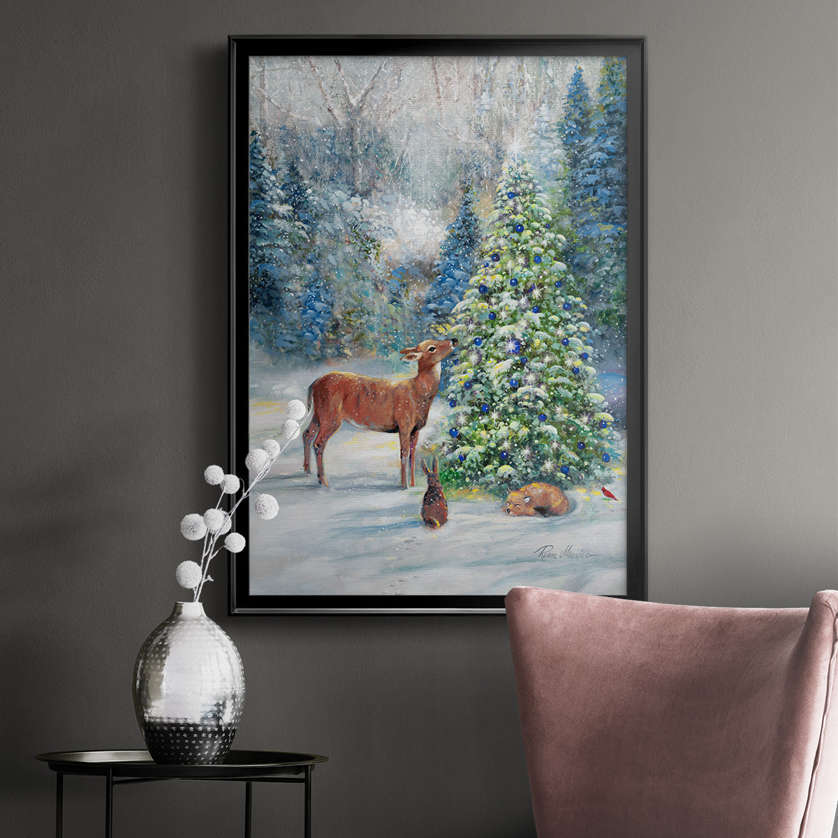 Winter Gathering - Modern Framed Canvas Print