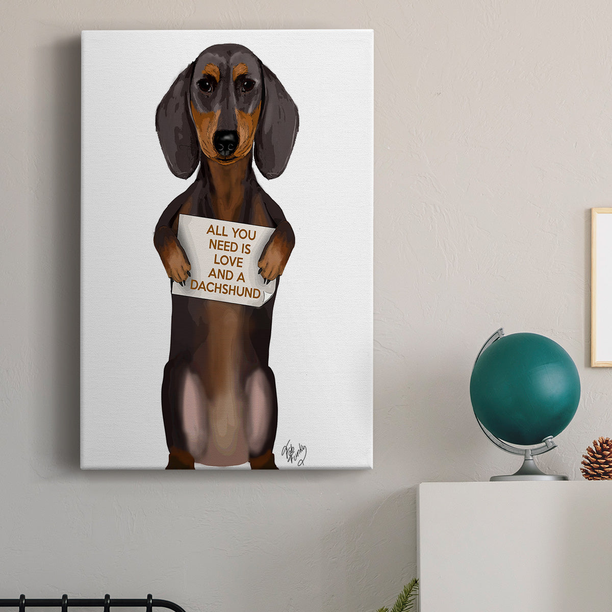 Love and Dachshund Premium Gallery Wrapped Canvas - Ready to Hang