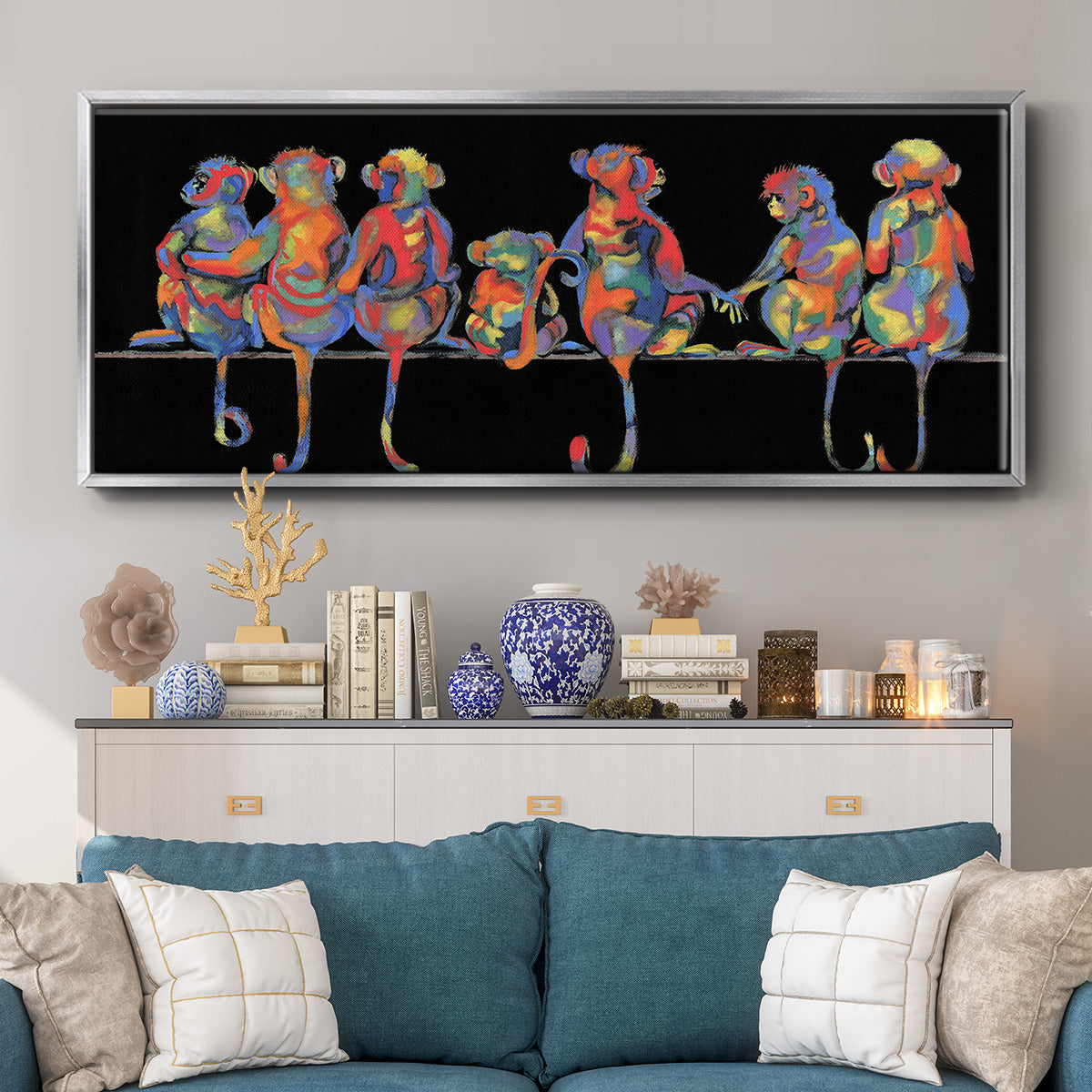Fun Monkeys - Floater Framed Canvas Print