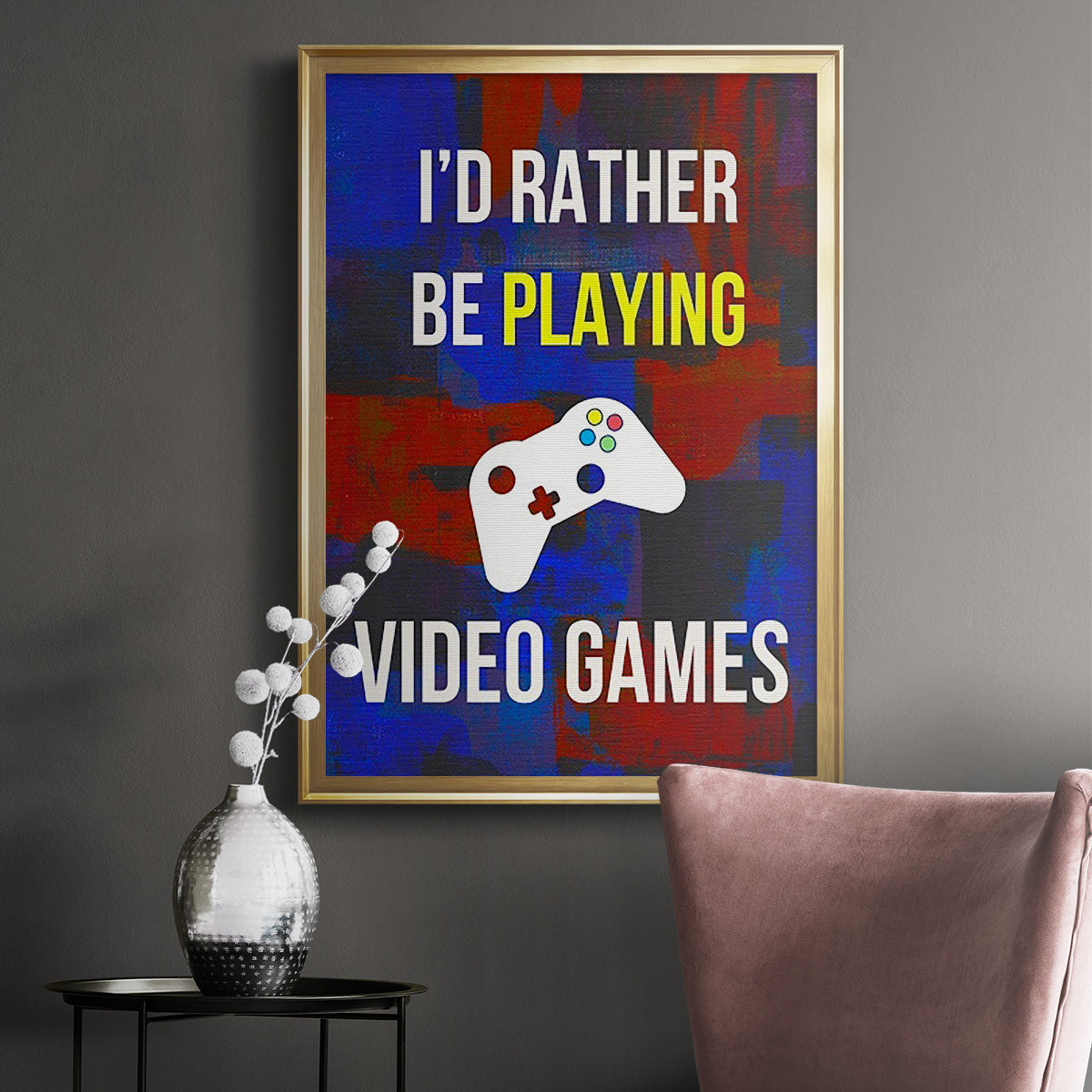 Gamer at Play III - Modern Framed Canvas Print