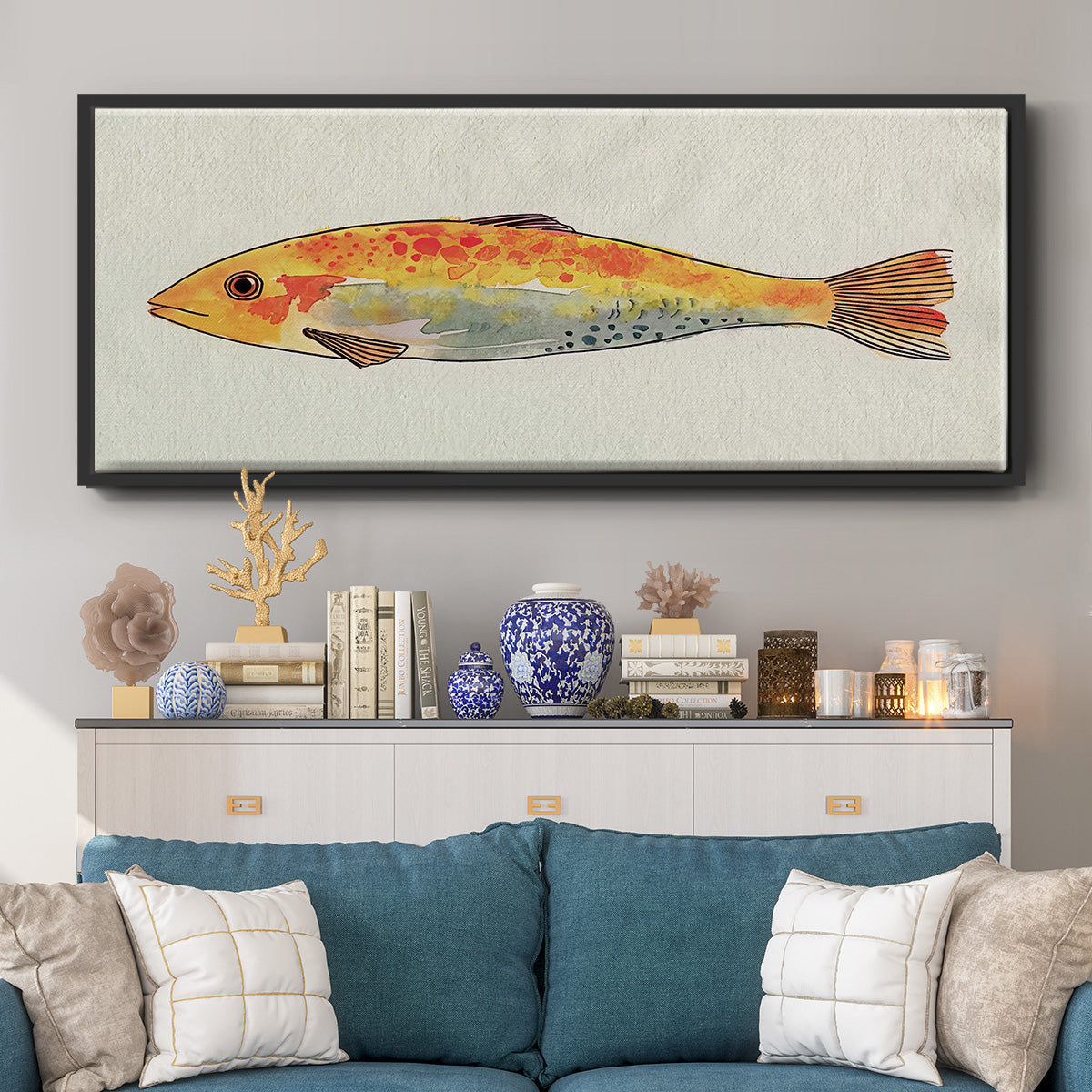 Fanciful Fish II - Floater Framed Canvas Print