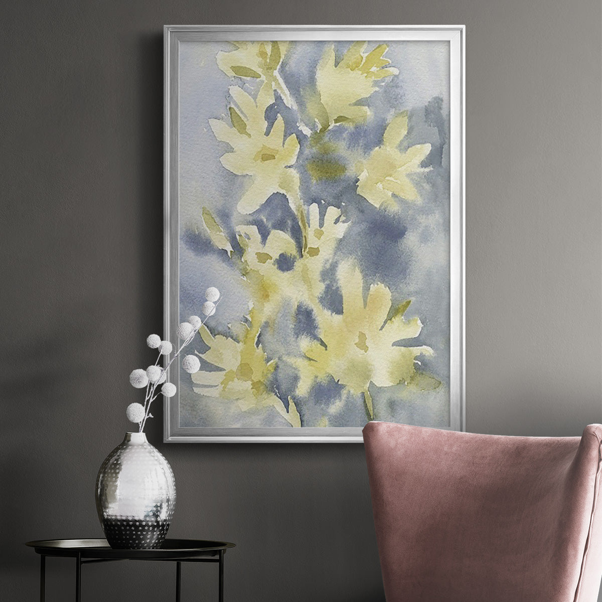 Forsythia Blooms I - Modern Framed Canvas Print