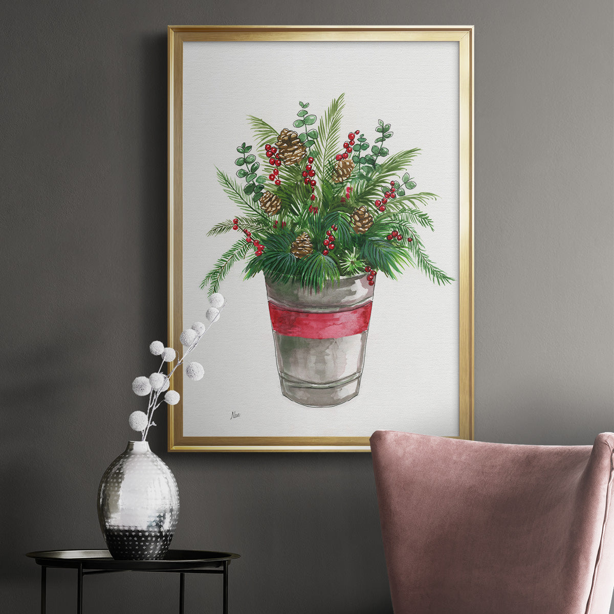 Winter Greens - Modern Framed Canvas Print