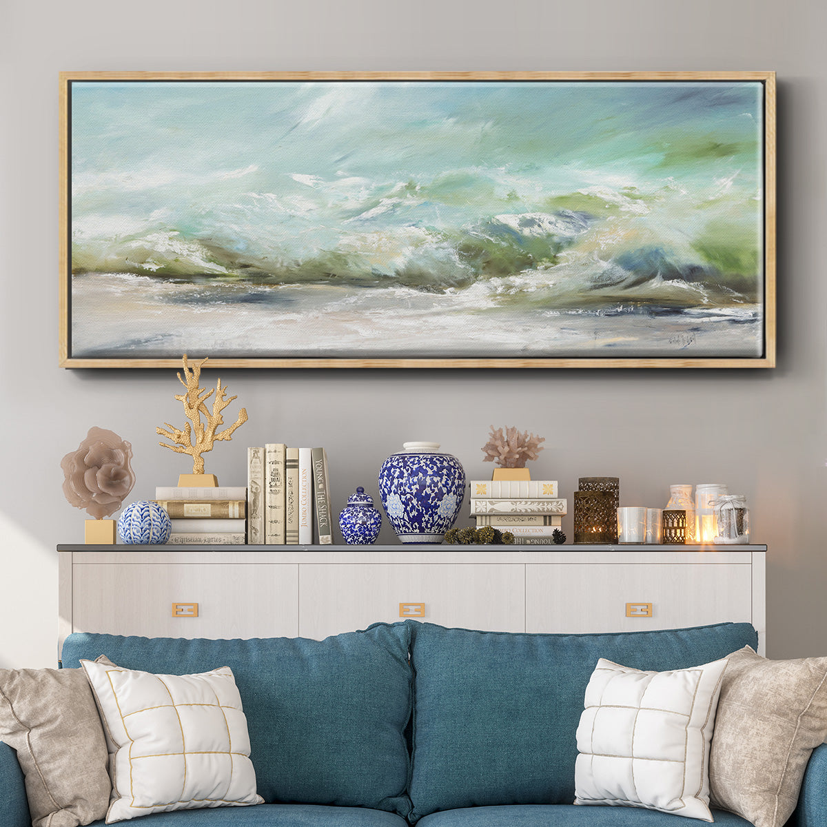 Dancing on the Waves II - Floater Framed Canvas Print