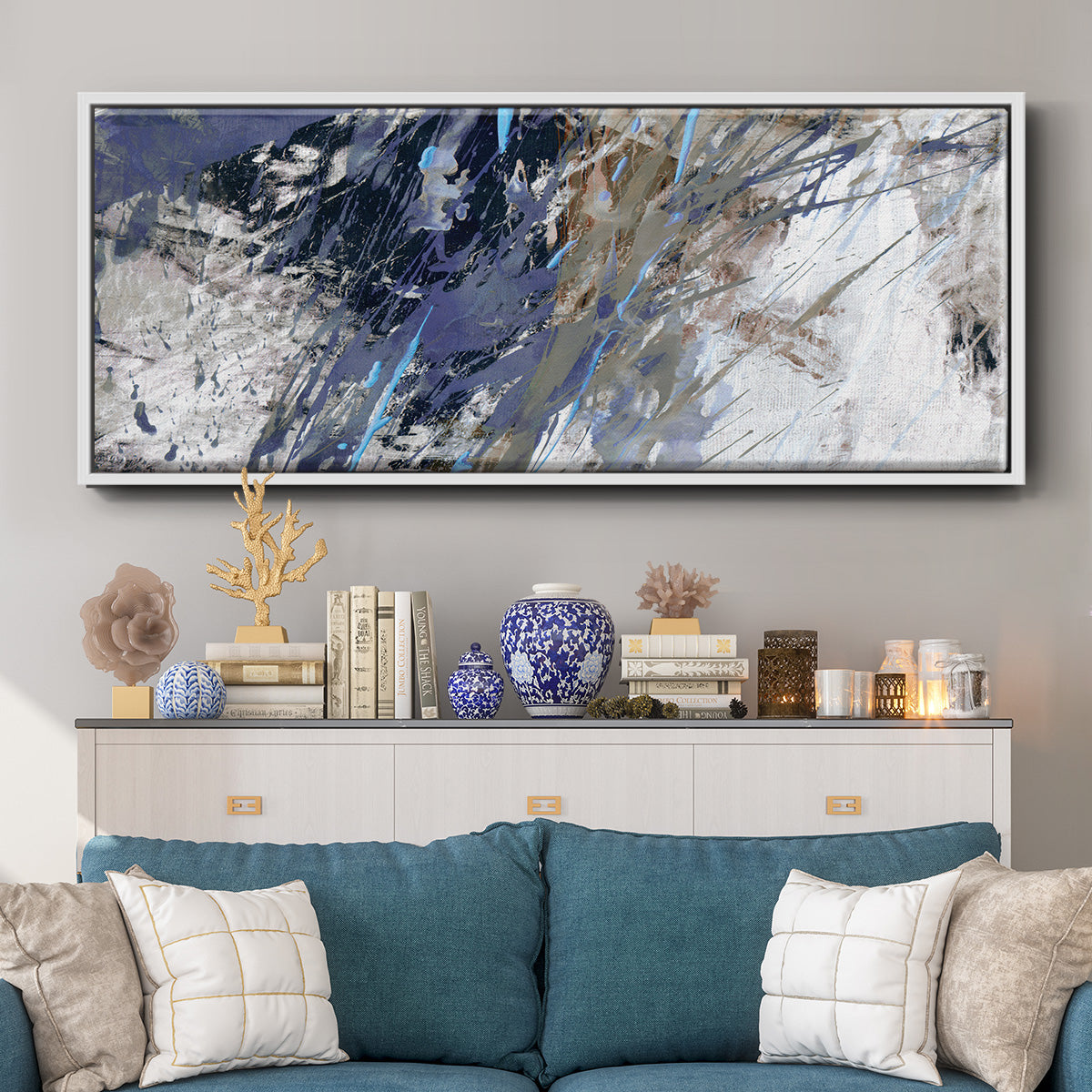 Blue Noise I - Floater Framed Canvas Print