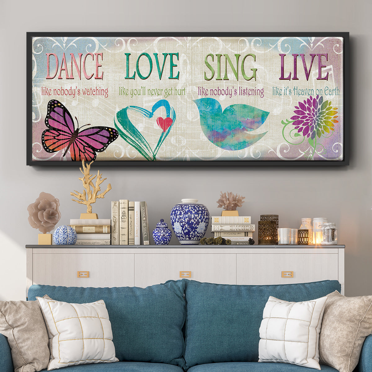 Dance Love Sing - Floater Framed Canvas Print