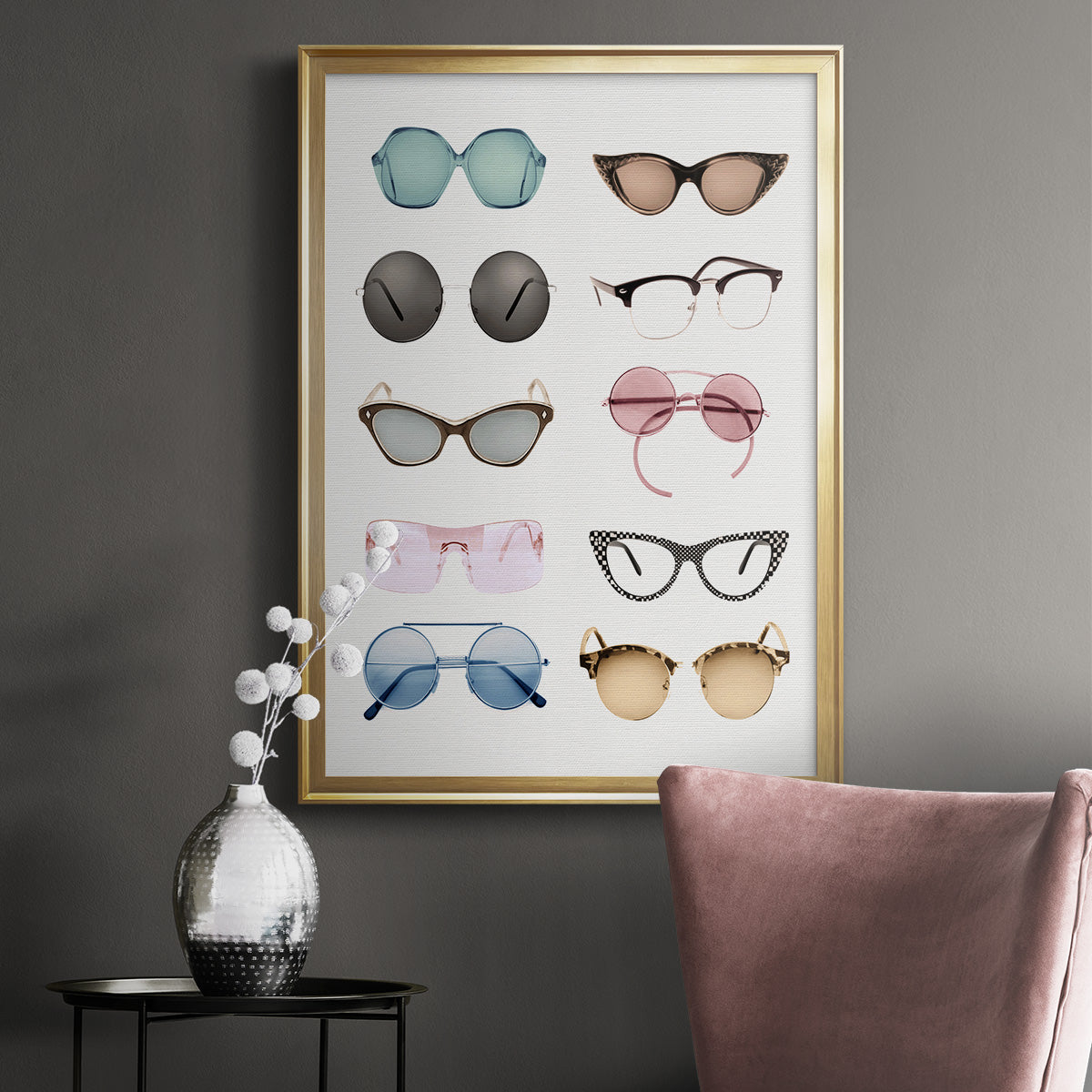 Vintage Glasses II - Modern Framed Canvas Print