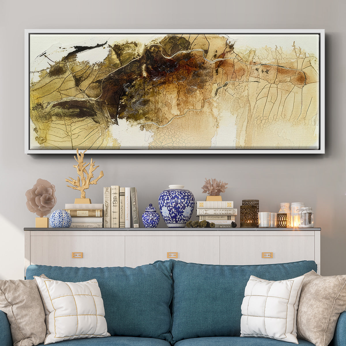 Dance of Gold I - Floater Framed Canvas Print