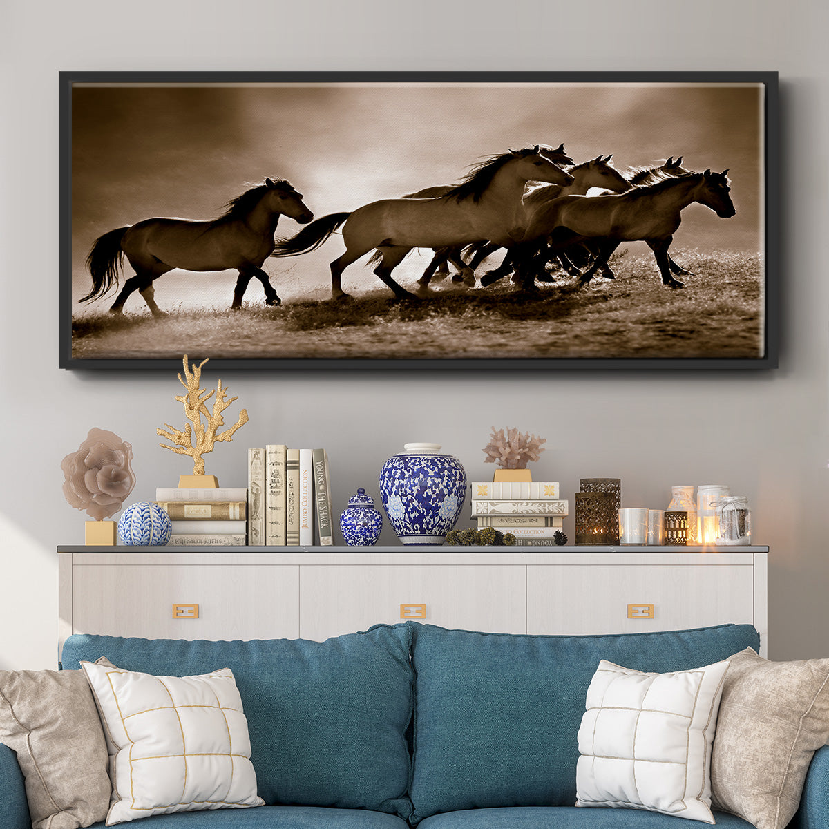 Wild Horses - Floater Framed Canvas Print