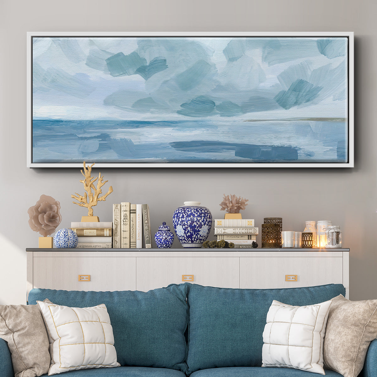 Calm Seascape II - Floater Framed Canvas Print