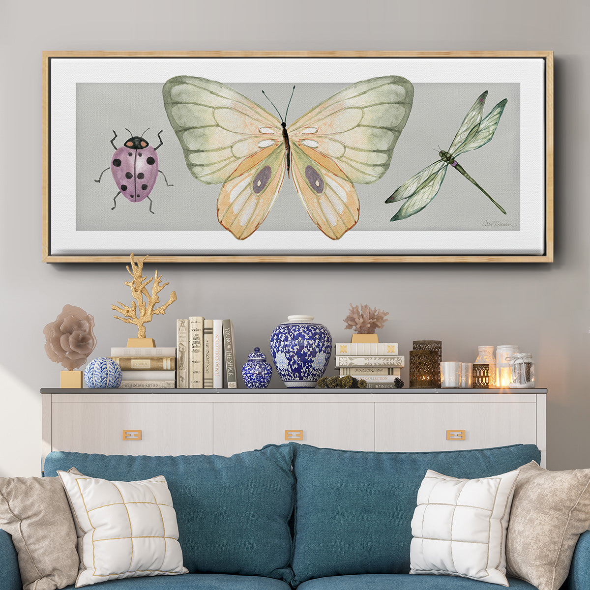 Pretty Insects I - Floater Framed Canvas Print