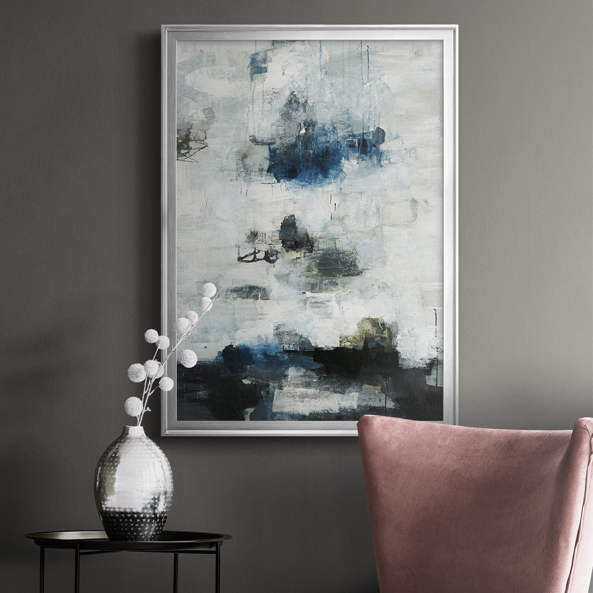 Black & Blue - Modern Framed Canvas Print