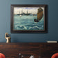 Impressionist naval seascape with the Kearsarge by Édouard Manet in an ornate black frame with gilded inner detail displayed in a dark-toned interior setting.