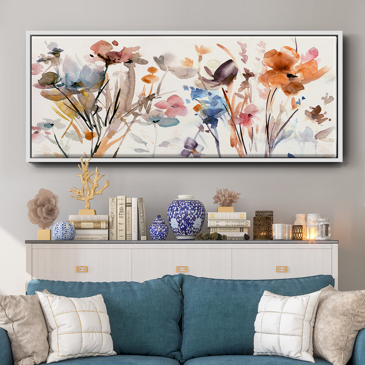 Pop Garden - Floater Framed Canvas Print