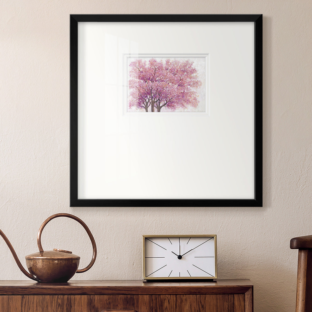 Pink Cherry Blossom Tree I Premium Framed Print Double Matboard