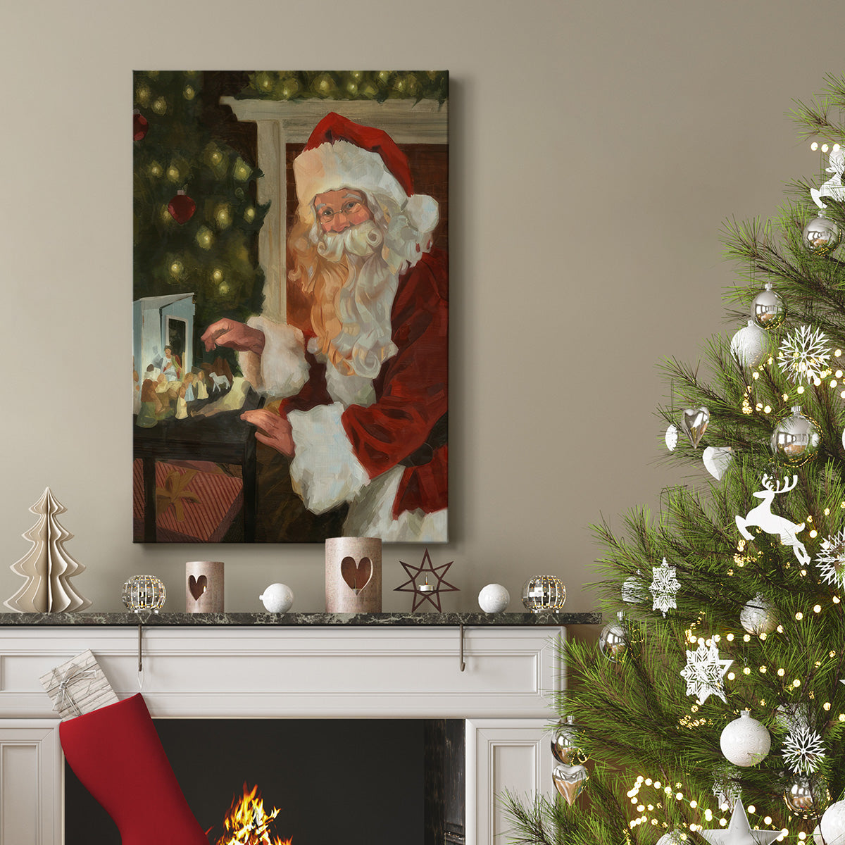 Saint Nick and the Nativity - Gallery Wrapped Canvas