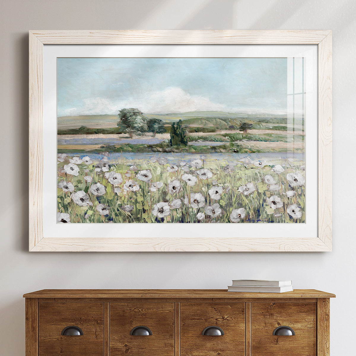Vintage Poppy Valley - Barnwood Framed Art Print