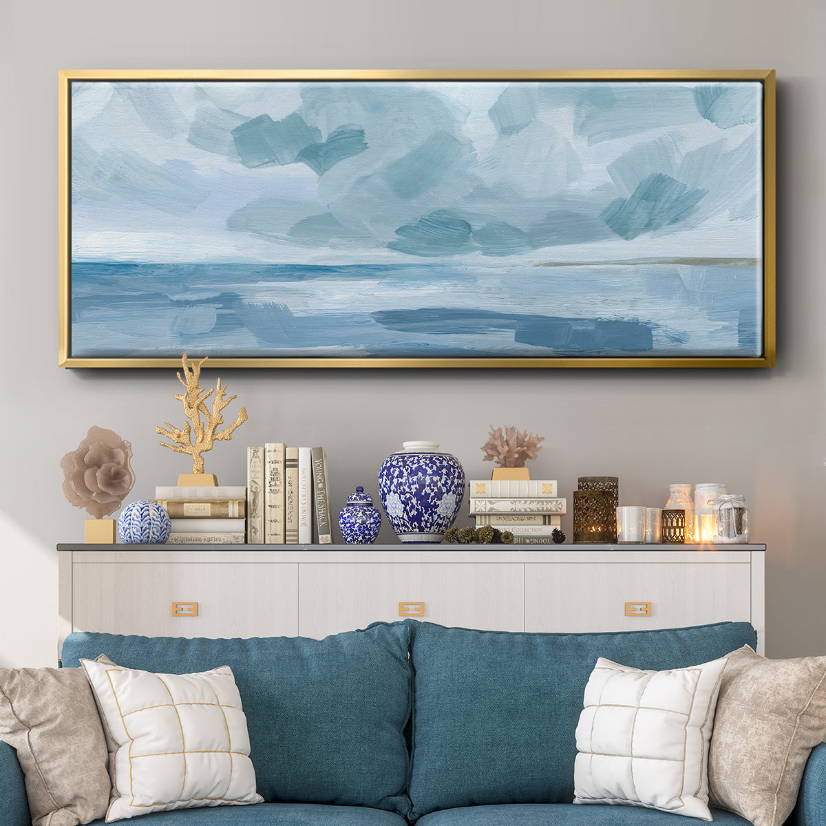 Calm Seascape II - Floater Framed Canvas Print