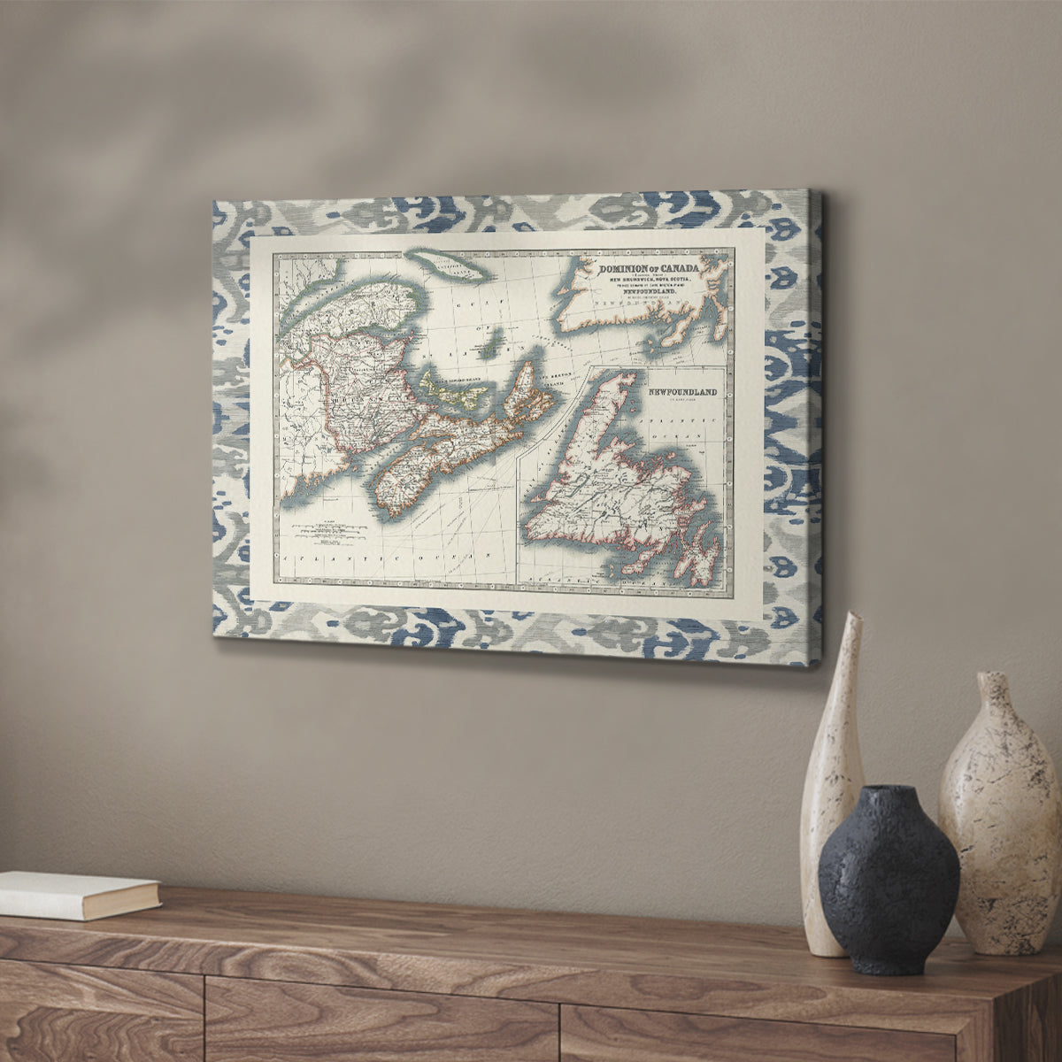 Bordered Map of Canada - Canvas Art Print
