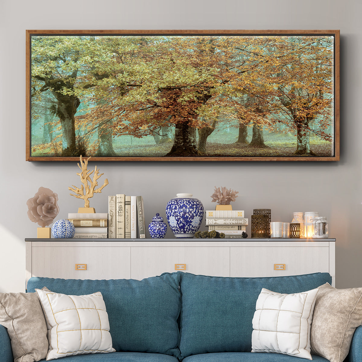 Teal Tree - Floater Framed Canvas Print