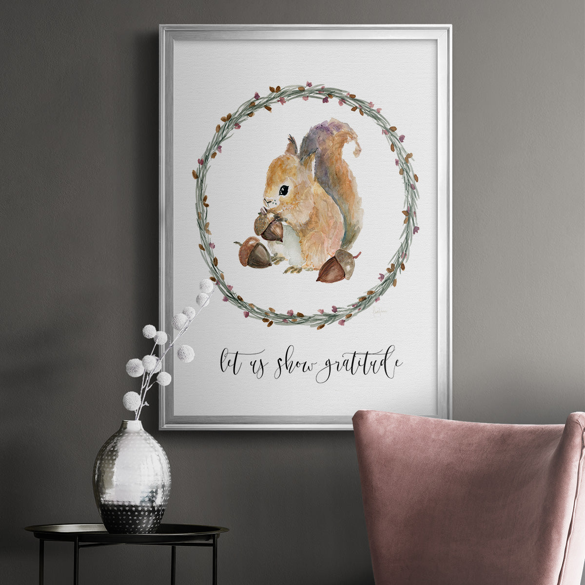 Harvest Home Squirrel - Modern Framed Canvas Print