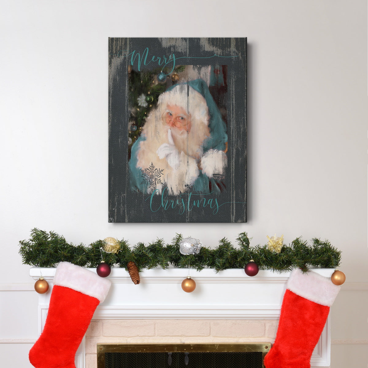 Teal Santa - Canvas Art Print