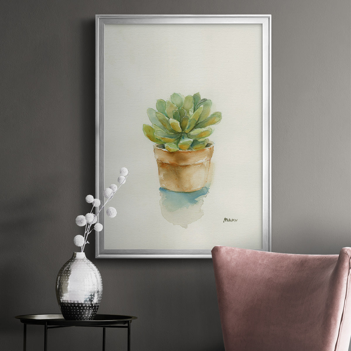 Succulent II - Modern Framed Canvas Print