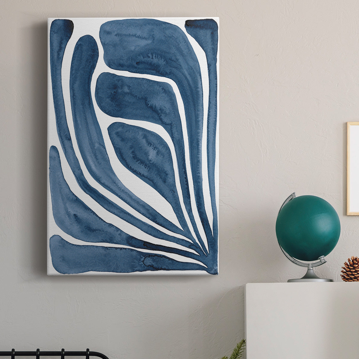 Blue Stylized Leaf I Premium Gallery Wrapped Canvas - Ready to Hang